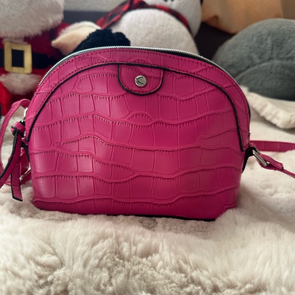 Primark Handbags - Primark Vibrant Pink Croc-Texture Crossbody Bag